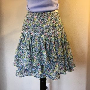 MNG Like New Flirty Floral Lined Tiered Ruffled Skirt